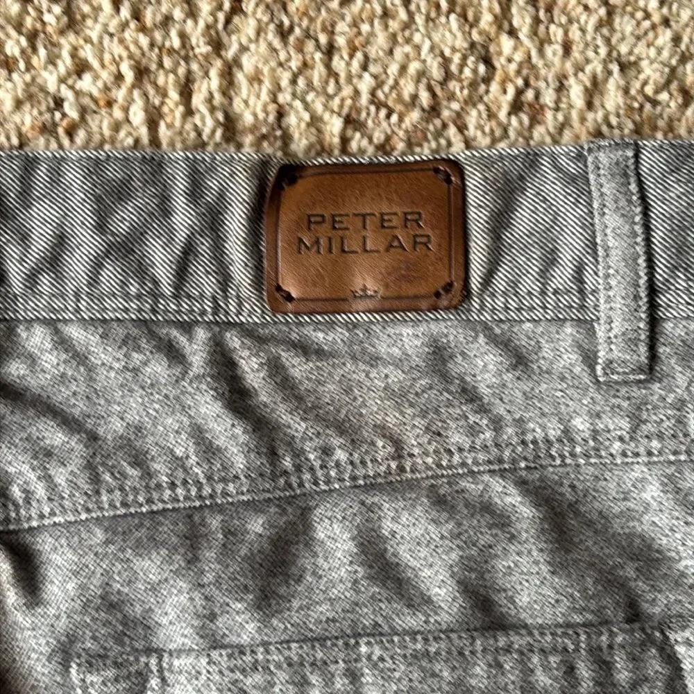 Peter Millar Men’s Gray Soft Brushed Flannel 5 Pocket Pants 35